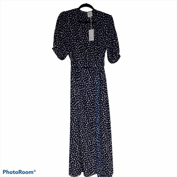 MISA Los Angeles | Andrea Wrap Dress Resort Petals Puff Sleeve NEW Size M - Picture 8 of 10